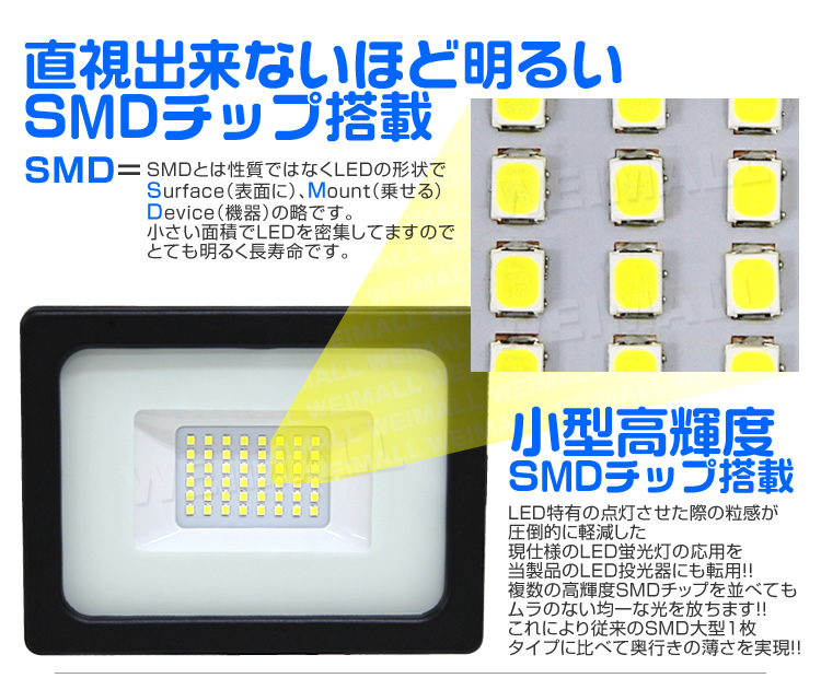 人感センサー付き LED投光器20W 広角120度 防水加工 3mコード付き【送料無料】 | DIY・工具,LED投光器（AC電源