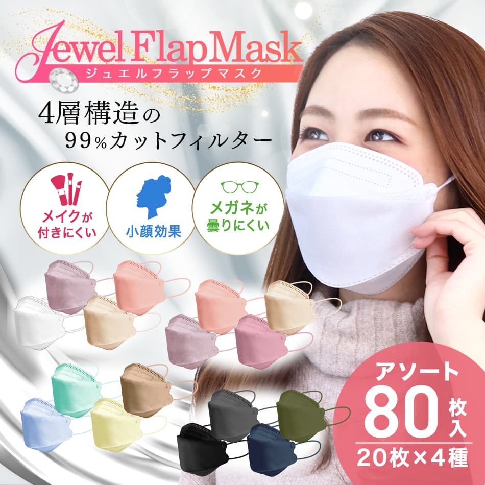 メーカー包装済】 不織布3D立体マスク バイカラー Jewel Flap Mask