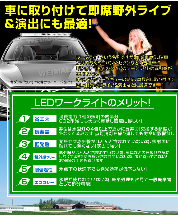 在庫限り!】LED ワークライト 120W 40連 作業灯 LED 12V 24V 角型 広角 汎用 防水 | 生活用品,ライト・照明 |  WEIMALL