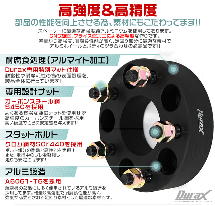 Durax】【限定モデル】 ワイドトレッドスペーサー ワイトレ スペーサー (厚さ15mm) (2枚セット) ブラック 黒 PCD114.3  PCD100 6H 5H 4H P1.25 P1.5 6穴 5穴 4穴 M12×1.25 【ヨーロッパVer】 【送料無料】 | すべての商品  (新着u0026再入荷) | WEIMALL