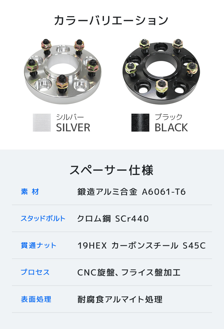 ワイドトレッドスペーサー 50mm PCD114.3 5H P1.5 ハブ一体型 ホイール 